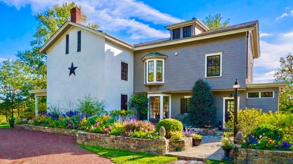 Historic white farmhouse in Carversville, Bucks County