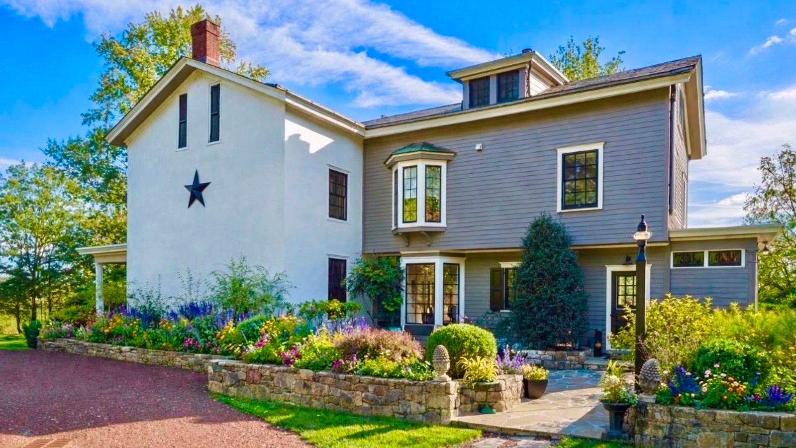 Historic white farmhouse in Carversville, Bucks County