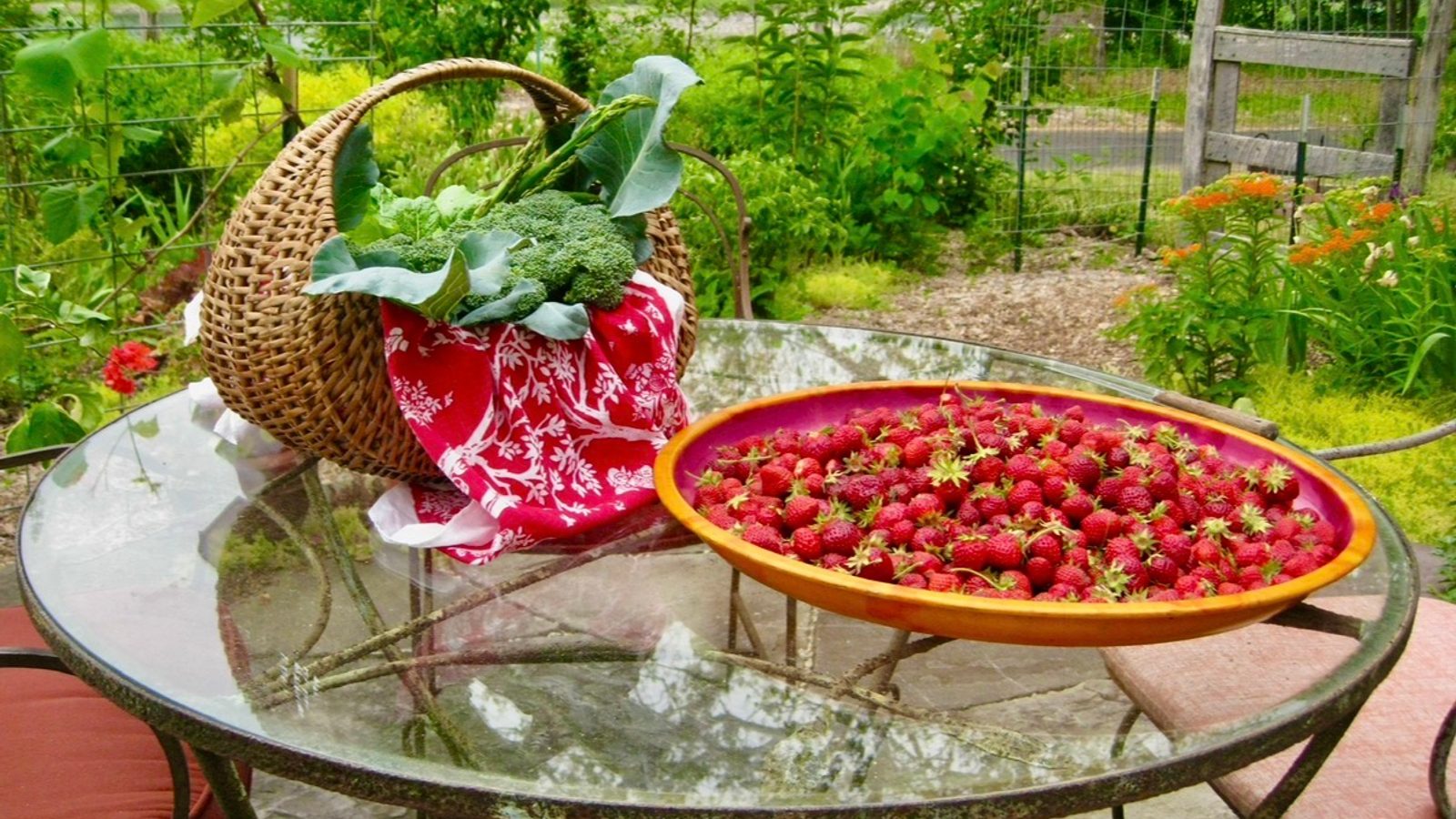 Fresh produce and strawberries at a Bucks County farm market