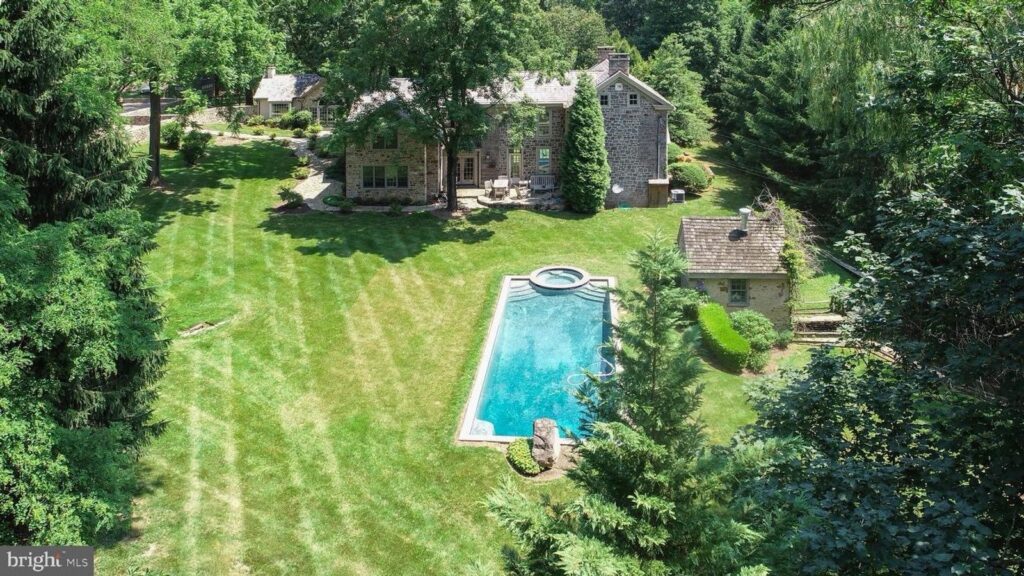 Historic stone home on countryside grounds in Solebury, PA